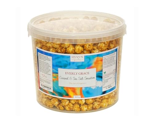 Everly Grace Popcorn – Caramel & Sea Salt Sensation, 600 g – Popcorn-Eimer mit Karamell und Meersalz aus unserer Manufaktur in Augsburg, Deutschland von Everly Grace