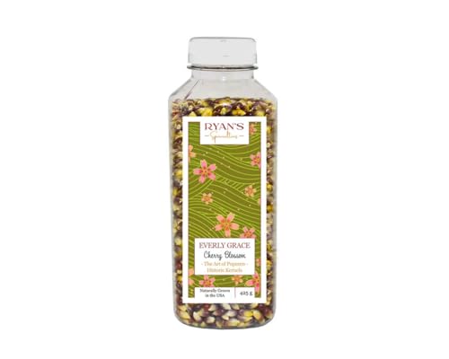 Everly Grace historische Popcornkörner - Cherry Blossom (425 g Flasche) – Rosafarbener Popcornmais aus historischem Saatgut – Handgeernteter US-Import für einzigartigen Geschmack und Optik von Everly Grace