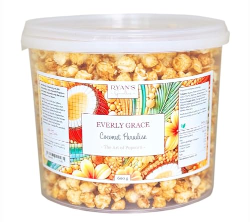 Everly Grace Popcorn – Coconut Paradise, 600 g – Popcorn-Eimer mit tropischen Kokosnussnoten aus unserer Manufaktur in Augsburg von Everly Grace