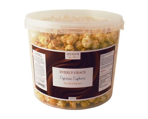 Everly Grace Popcorn – Espresso Euphoria, 600 g – Popcorneimer mit süßem Karamell und echtem Espresso, handgemacht in Deutschland von Everly Grace