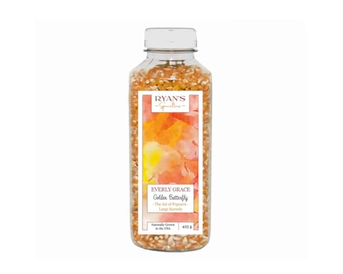 Everly Grace Gourmet-Popcornmais - Golden Butterfly (425 g Flasche) – Hochwertiger US-Popcornmais für besonders knuspriges Popcorn – Butterfly-Kernels – Perfekt für süße & herzhafte Kreationen von Everly Grace