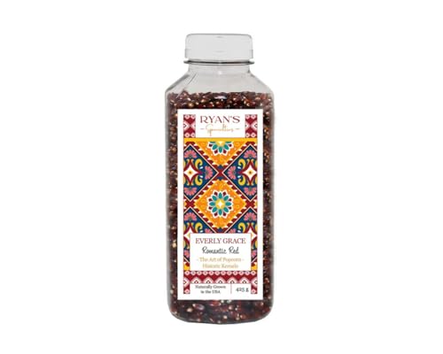 Everly Grace historische Popcornkörner - Romantic Red (425 g Flasche) – Seltener roter Popcornmais aus historischem Saatgut – Handgeernteter US-Import für einzigartigen Geschmack & besondere Optik von Everly Grace