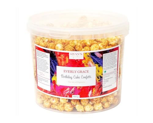 Everly Grace Popcorn – Birthday Cake Confetti, 600 g – Popcorn-Eimer mit Vanille und Streuseln aus unserer Manufaktur in Augsburg, Deutschland von Everly Grace
