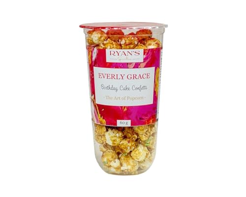 Everly Grace Popcorn – Birthday Cake Confetti, 60 g – Popcornbecher mit Vanille und Streuseln aus unserer Manufaktur in Augsburg, Deutschland von Everly Grace