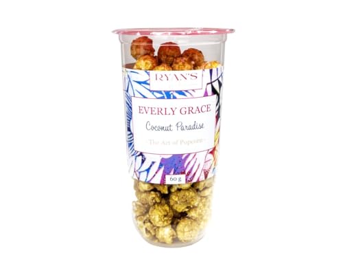 Everly Grace Popcorn – Coconut Paradise, 60 g – Luftgepopptes Karamellpopcorn mit Kokosnussmilch und Kokosraspeln im praktischen Becher, perfekt für unterwegs von Everly Grace