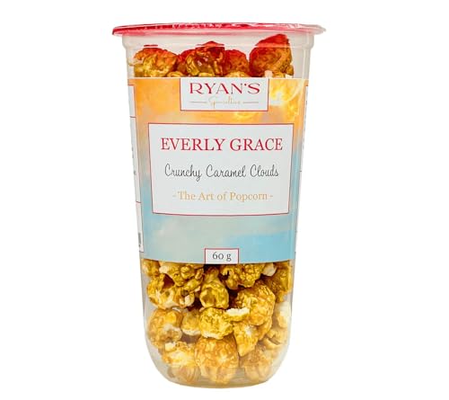 Everly Grace Popcorn – Crunchy Caramel Clouds, 60 g – Popcornbecher mit süßem Karamell und Bourbon-Vanille, handgemacht in Deutschland von Everly Grace