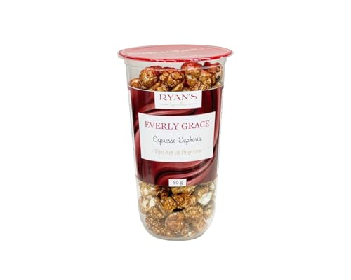 Everly Grace Popcorn – Espresso Euphoria, 60 g – Popcornbecher mit süßem Karamell und echtem Espresso, geräuschlos snacken, handgemacht in Deutschland von Everly Grace