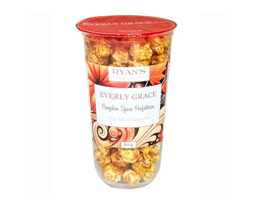 Everly Grace Popcorn - Pumpkin Spice Perfection, 60 g – im praktischen Popcorn-Becher - Karamellpopcorn mit Pumpkin Spice und herbstlichen Gewürzen aus unserer Manufaktur in Augsburg, Deutschland von Everly Grace