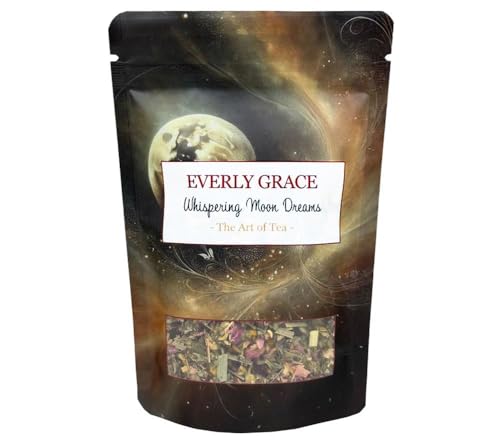 Everly Grace Whispering Moon Dreams – Bio-Kräutertee ohne Koffein, 50 g – Entspannende Mischung mit Kamille, Melisse und Rosenblüten – Handgefertigt in kleinen Chargen in Augsburg von Everly Grace