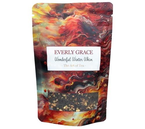 Everly Grace Wonderful Winter Whim – Bio-Schwarztee mit winterlichen Gewürzen, 80 g – Wintertee mit Ingwer, Zimt und Apfelstücken – Handgefertigt in kleinen Chargen in Augsburg von Everly Grace