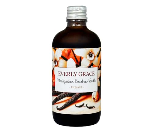 Everly Grace Bourbon-Vanilleextrakt aus Madagaskar ohne Alkohol, Bio-zertifiziert, 100% natürlich, ohne künstliche Zusätze, cremig-weicher Vanillegeschmack, hochwertiges Bourbon-Vanille-Extrakt von Everly Grace