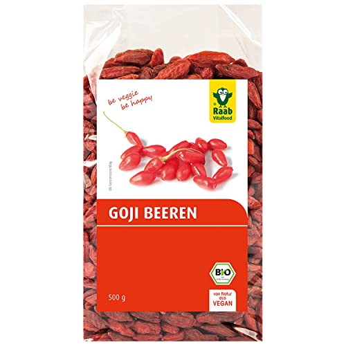 Raab Vitalfood Bio Goji-Beeren, Premium-Qualität, rückstandskontrolliert, laborgeprüft, ungeschwefelt, ohne Zusätze, vegan, reich an natürlichem Eisen Kalium Vitamin C, Wolfsbeere, 1er Pack (500 g) Raab Vitalfood Bio Goji-Beeren, Premium-Qualität, rückstandskontrolliert, laborgeprüft, ungeschwefelt, ohne Zusätze, vegan, reich an natürlichem Eisen Kalium Vitamin C, Wolfsbeere, 1er Pack (500 g) von Raab Vitalfood