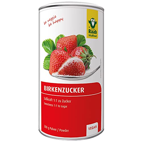 Raab Vitalfood Birkenzucker, Xylit, vegan, 1:1 Zucker-Alternative, Süßungsmittel, niedriger glykämischer Index 7, zahnfreundlich, 1er Pack (300 g) von Raab Vitalfood