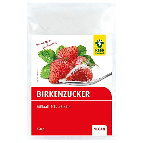 Raab Vitalfood Birkenzucker, Xylit, vegan, 1:1 wie Zucker zu verwenden, Zucker-Alternative, Süßungsmittel, niedriger glykämischer Index, Süßen ohne Reue, zahnfreundlich, 1er Pack (750 g) von Raab Vitalfood