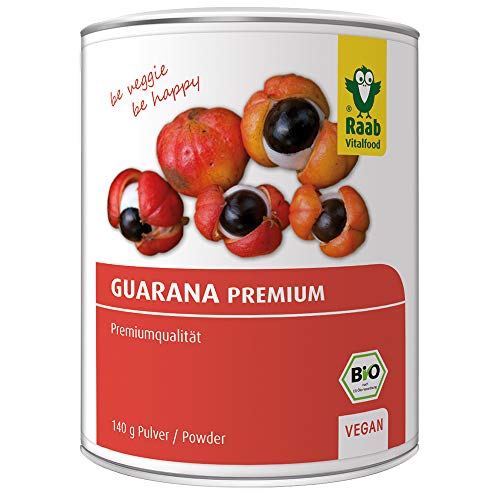 Raab Vitalfood Bio Guarana-Pulver Premium Qualität aus 100 % Guarana-Samen aus Brasilien, vegan, ohne Zusätze, glutenfrei, natürliches Koffein, 140 g von Raab Vitalfood