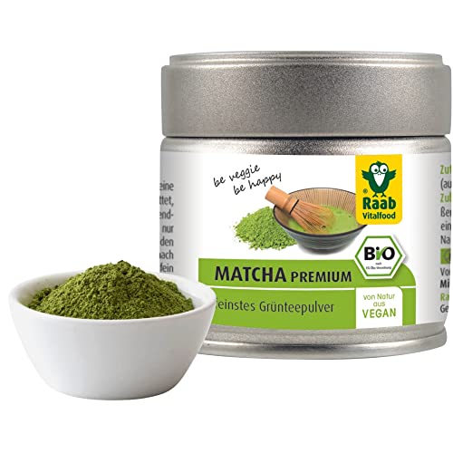 Raab Vitalfood Premium Bio Matcha-Grüntee aus Japan, reines Matcha-Pulver ohne Zusätze, fein gemahlen, fein-herber Geschmack, Grüntee-Pulver, vegan, Tee-Zeremonie, 1er Pack (30 g) von Raab Vitalfood