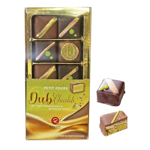 Confiserie Rabbel | Dub-Petit Fours mit Pistazien-Kadayif-Füllung & Schokoladenhülle | handgefertigte Spezialität aus der Konditorei | 175 g von Rabbel