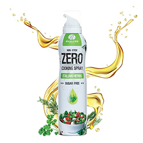 Rabeko Zero Kochspray kalorienarm| ITALIENISCHE KRÄUTER| 800 Portionen,2 kcal pro Sprühstoß| Pfannenspray zum Braten, Grillen & Backen| ohne Zusätze, ohne Zucker|Non-Stick Cooking Spray|Glutenfrei von Rabeko Products