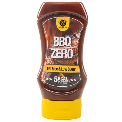 Rabeko Zero Sauce -American BBQ, 1 x 350ml ohne Zucker & wenig Fett - gesunde Low Carb Produkte kalorienreduziert fettreduziert für Salat, Pommes Frites, Burger, Grill - Gluten und Laktosefrei von Rabeko Products