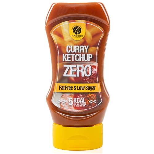 Rabeko Zero Sauce - Curry-Ketchup, 1 x 350ml ohne Zucker & wenig Fett - gesunde Low Carb Produkte kalorienreduziert fettreduziert für Salat, Pommes Frites, Burger, Grill - Gluten und Laktosefrei von Rabeko Products