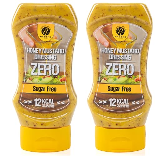 Rabeko Zero Sauce -Honig-Senf, 2 x 350ml ohne Zucker & wenig Fett - gesunde Low Carb Produkte kalorienreduziert fettreduziert für Salat, Pommes Frites, Burger, Grill - Gluten und Laktosefrei von Rabeko Products