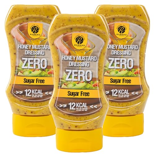 Rabeko Zero Sauce -Honig-Senf, 3 x 350ml ohne Zucker & wenig Fett - gesunde Low Carb Produkte kalorienreduziert fettreduziert für Salat, Pommes Frites, Burger, Grill - Gluten und Laktosefrei von Rabeko Products
