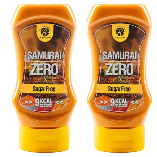 Rabeko Zero Sauce - Samurai, 2 x 350ml ohne Zucker & wenig Fett - gesunde Low Carb Produkte kalorienreduziert fettreduziert für Salat, Pommes Frites, Burger, Grill - Gluten und Laktosefrei von Rabeko Products