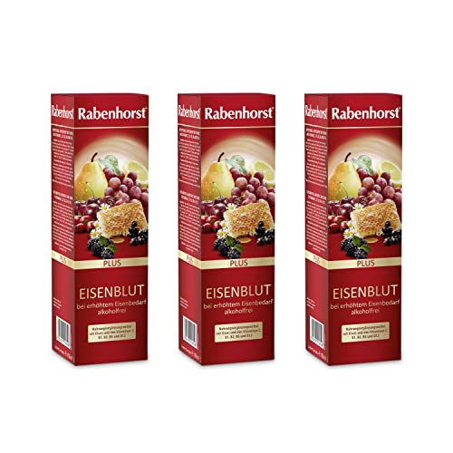 RABENHORST Eisenblut plus 3er Pack (3 x 450 ml). Nahrungsergänzungsmittel mit Eisen und Vitaminen von Rabenhorst