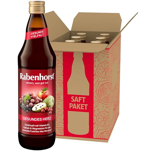 RABENHORST Gesundes Herz, 6er Pack (6 x 700 ml) - Mehrfruchtsaft mit Vitamin B1, Kalium, Magnesium und Weißdornbeeren-Extrakt von Rabenhorst