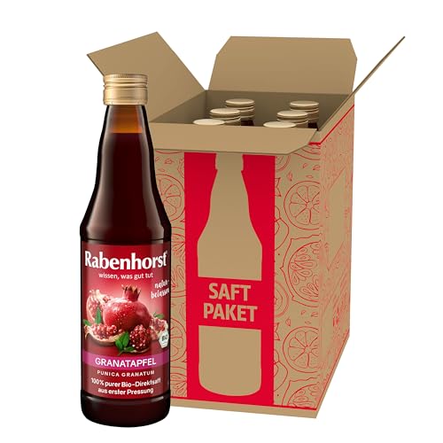 RABENHORST Granatapfel MUTTERSAFT BIO 6er Pack (6 x 330 ml) - 100% purer Granatapfel-Direktsaft aus erster Pressung von Rabenhorst