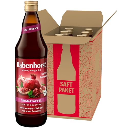 RABENHORST Granatapfel MUTTERSAFT BIO 6er Pack (6 x 700 ml) - 100 % purer Granatapfel-Direktsaft aus erster Pressung von Rabenhorst