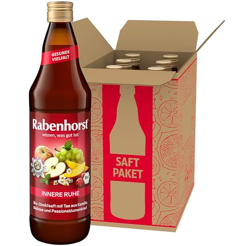 RABENHORST Innere Ruhe BIO, 6er Pack (6 x 700 ml) - Bio-Mehrfruchtsaft mit Kamillen-Melissen-Passionsblumenkrauttee von Rabenhorst