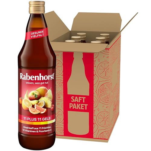 RABENHORST 11 plus 11 gelb 6er Pack (6 x 700 ml). Mehrfruchtsaft aus 11 Früchten, 10 Vitaminen & Provitamin A von Rabenhorst