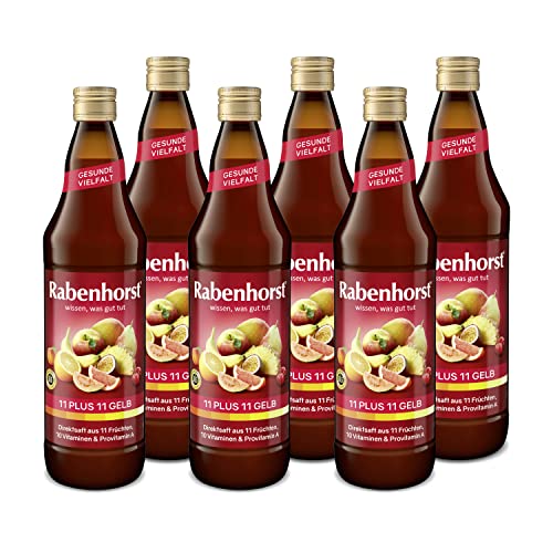 RABENHORST 11 plus 11 gelb 6er Pack (6 x 700 ml). Mehrfruchtsaft aus 11 Früchten, 10 Vitaminen & Provitamin A von Rabenhorst