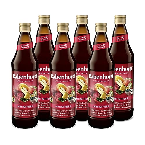 RABENHORST Antistress 6er Pack (6 x 700 ml). Mehrfrucht-Rote-Bete-Saft in Bio-Qualität mit Matcha und Spirulina-Algen von Rabenhorst