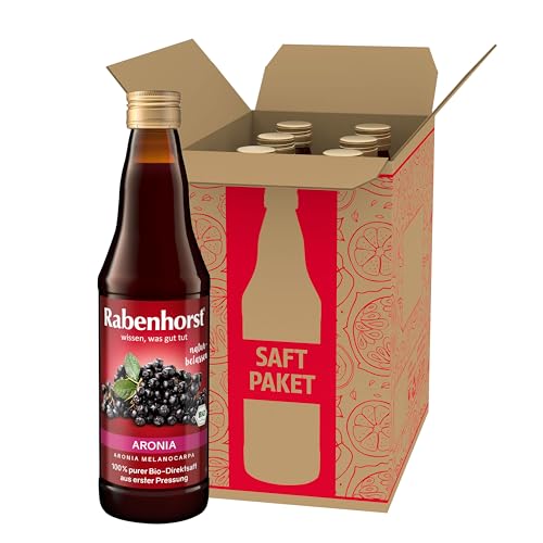 Rabenhorst Aronia Muttersaft BIO 6er Pack (6 x 330 ml). 100 % purer Aronia-Direktsaft aus erster Pressung von Rabenhorst