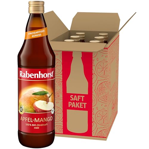 RABENHORST Apfel-Mango BIO 6er Pack (6 x 700ml). Vollmundiger Fruchtgenuss aus 100% Bio-Direktsaft von Rabenhorst