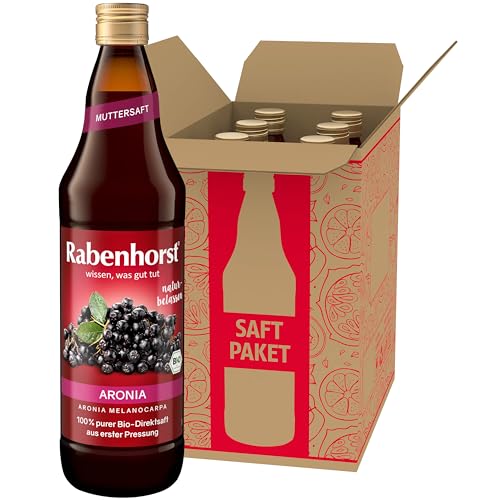 RABENHORST Aronia Muttersaft BIO 6er Pack (6 x 700 ml), 100 % purer Aronia-Direktsaft aus erster Pressung von Rabenhorst