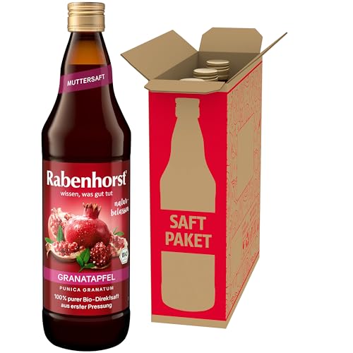 RABENHORST Granatapfel Muttersaft BIO 3er Pack (3 x 700 ml) - 100 % purer Granatapfel-Direktsaft aus erster Pressung von Rabenhorst