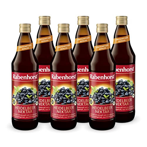 RABENHORST Heidelbeer-Nektar BIO 6er Pack (6 x 700ml) - Fruchtiger Bio-Heidelbeer-Nektar mit mindestens 70 % Fruchtgehalt von Rabenhorst