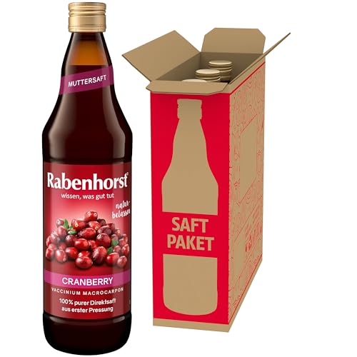 RABENHORST - Cranberry Muttersaft 3er Pack (3 x 700 ml) - 100 % purer Cranberry-Direktsaft aus erster Pressung aus sorgfältig ausgewählten, original nordamerikanischen Cranberrys von bester Qualität von Rabenhorst