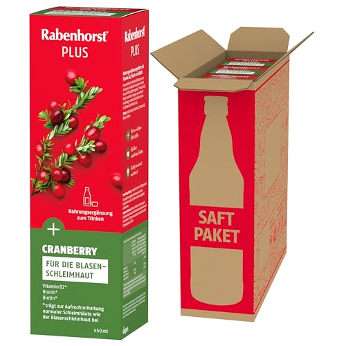 Rabenhorst Cranberry Plus 3er Pack (3 x 450 ml) - Nahrungsergänzungsmittel mit Vitamin B2, Niacin und Biotin von Rabenhorst