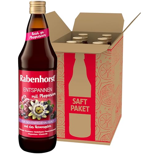 RABENHORST Entspannen mit Magnesium 6er Pack (6 x 700 ml) - Mehrfruchtsaft mit Passionsblumenkraut-Essenz, Magnesium und Vitamin B6 für den Energiehaushalt und das Nervensystem von Rabenhorst