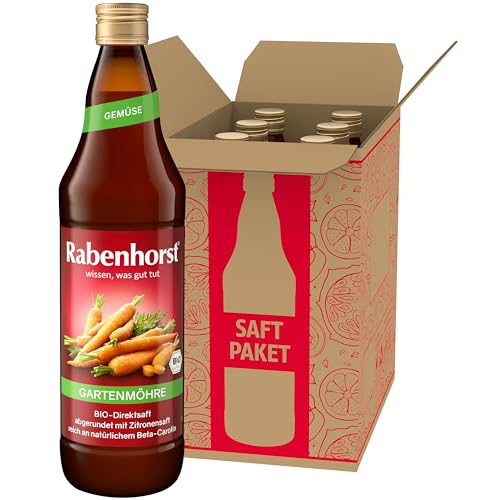 RABENHORST Gartenmöhre BIO 6er Pack (6 x 700 ml) - Hochwertiger Möhrensaft mit Zitronensaft abgerundet von Rabenhorst