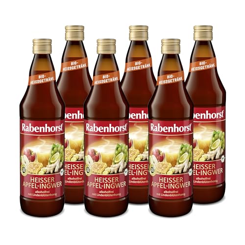 RABENHORST Heißer Apfel-Ingwer BIO 6er Pack (6 x 700 ml) - Alkoholfreies Bio-Heißgetränk mit Ingwer und Lindenblütenhonig von Rabenhorst
