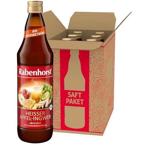 RABENHORST Heißer Apfel-Ingwer BIO 6er Pack (6 x 700 ml) - Alkoholfreies Bio-Heißgetränk mit Ingwer und Lindenblütenhonig von Rabenhorst