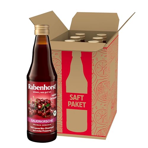 RABENHORST Sauerkirsche Muttersaft BIO 6er Pack (6 x 330 ml) - 100% purer Sauerkirsch-Direktsaft aus erster Pressung von Rabenhorst