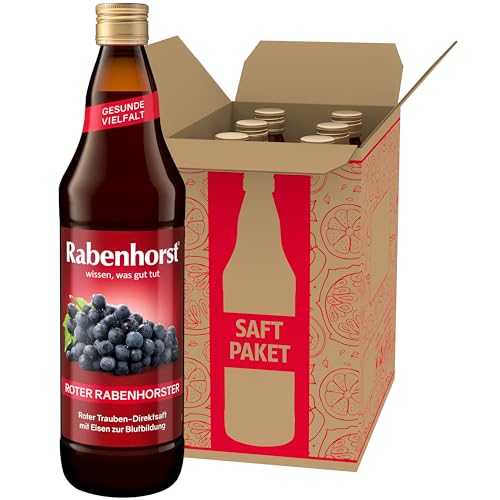 RABENHORST Roter Rabenhorster 6er Pack (6 x 700 ml) - Roter Traubensaft mit Eisen von Rabenhorst