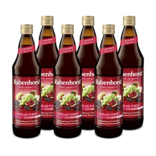 RABENHORST11 PLUS 11 ROT 6er Pack (6 x 700 ml) - Roter Mehrfruchtsaft aus 11 Früchten, 10 Vitaminen und Provitamin A von Rabenhorst