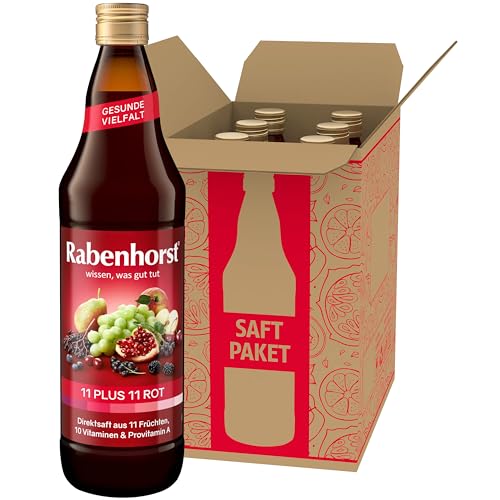 RABENHORST11 PLUS 11 ROT 6er Pack (6 x 700 ml) - Roter Mehrfruchtsaft aus 11 Früchten, 10 Vitaminen und Provitamin A von Rabenhorst